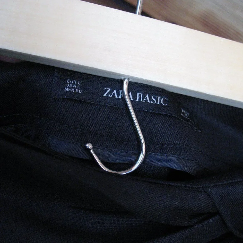 NWT Black Linen Blend Cropped High Waist Pants